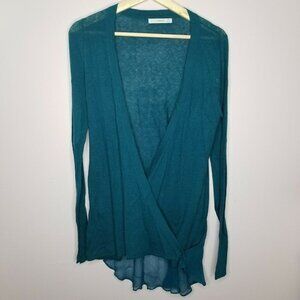 Subtle Luxury Teal Blue Silk Cotton Cashmere Top S